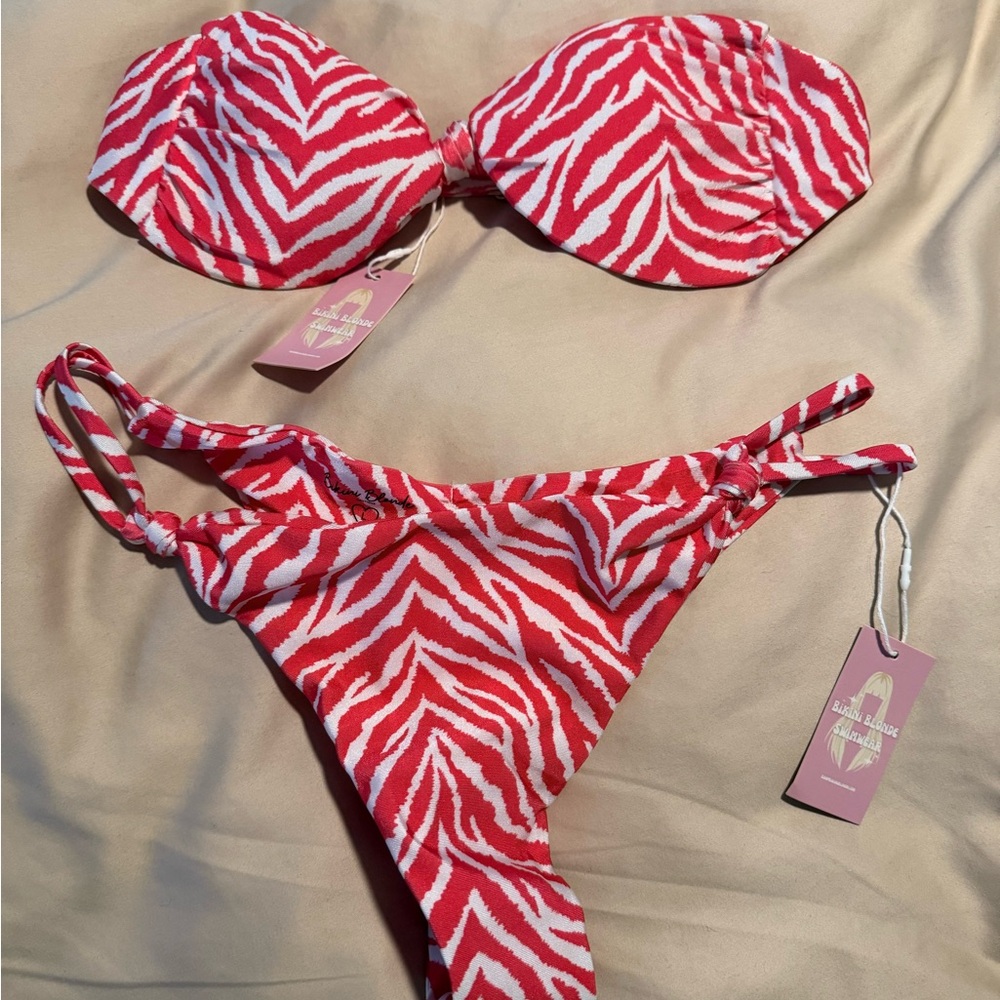Hot Pink and White Zebra Print Bikini